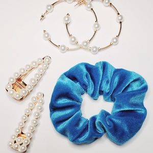 Hand made ocean blue scrunchie.